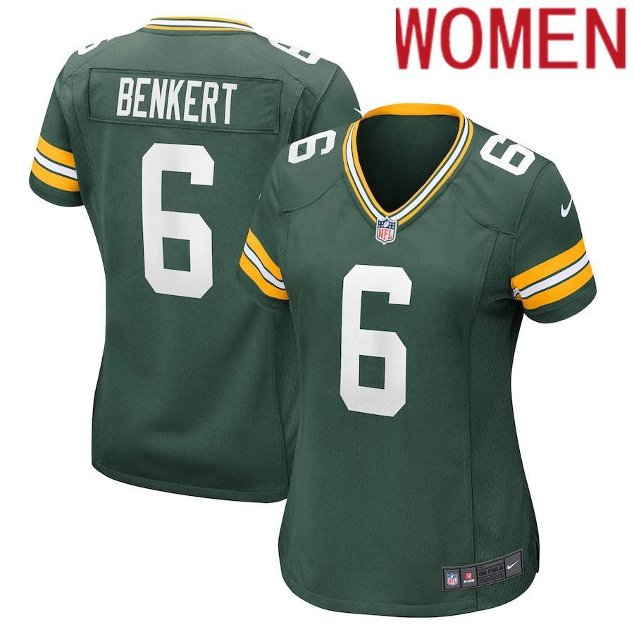 Women Green Bay Packers 6 Kurt Benkert Nike Green Player Game NFL Jersey